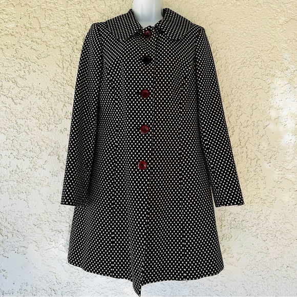 ANN TAYLOR Womens Coat size 8 A-Line Button Front Checkered - Picture 1 of 10